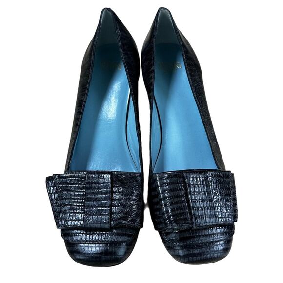 Frances Valentine NWOB Kit Block Heel Pump Dark Gray Size 6.5B Lizard Skin - Picture 5 of 8
